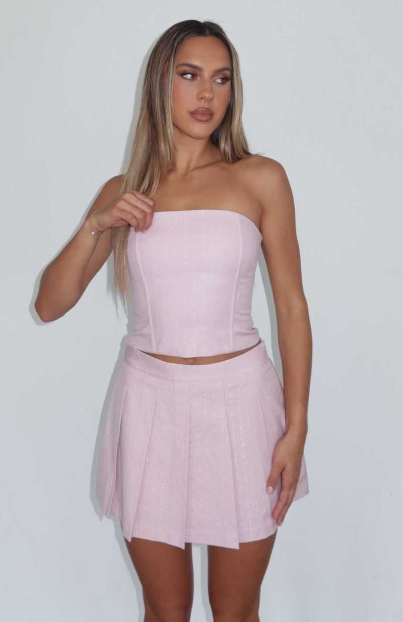 White Fox Not Your Girl Strapless Bustier Baby Pink | HBOYND-036