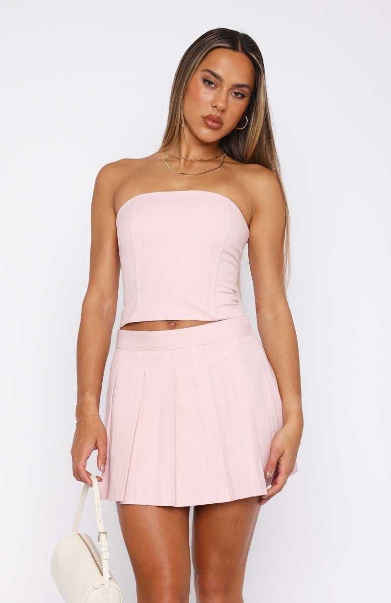 White Fox Not Your Girl Strapless Bustier Baby Pink | IFGXPM-986