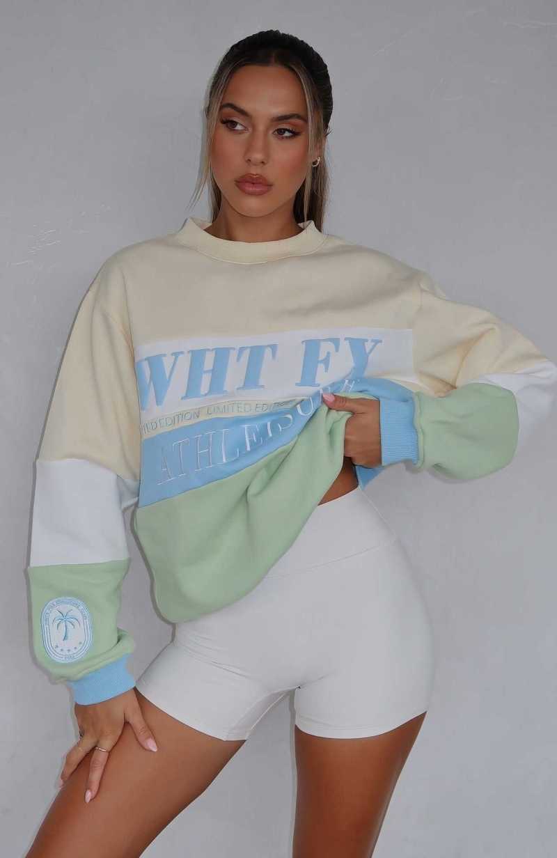 White Fox On The Grind Oversized Sweater Lemon Splice | LZQGDP-024