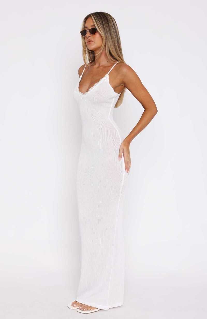 White Fox On The Radio Maxi Dress White | LKGQEF-962