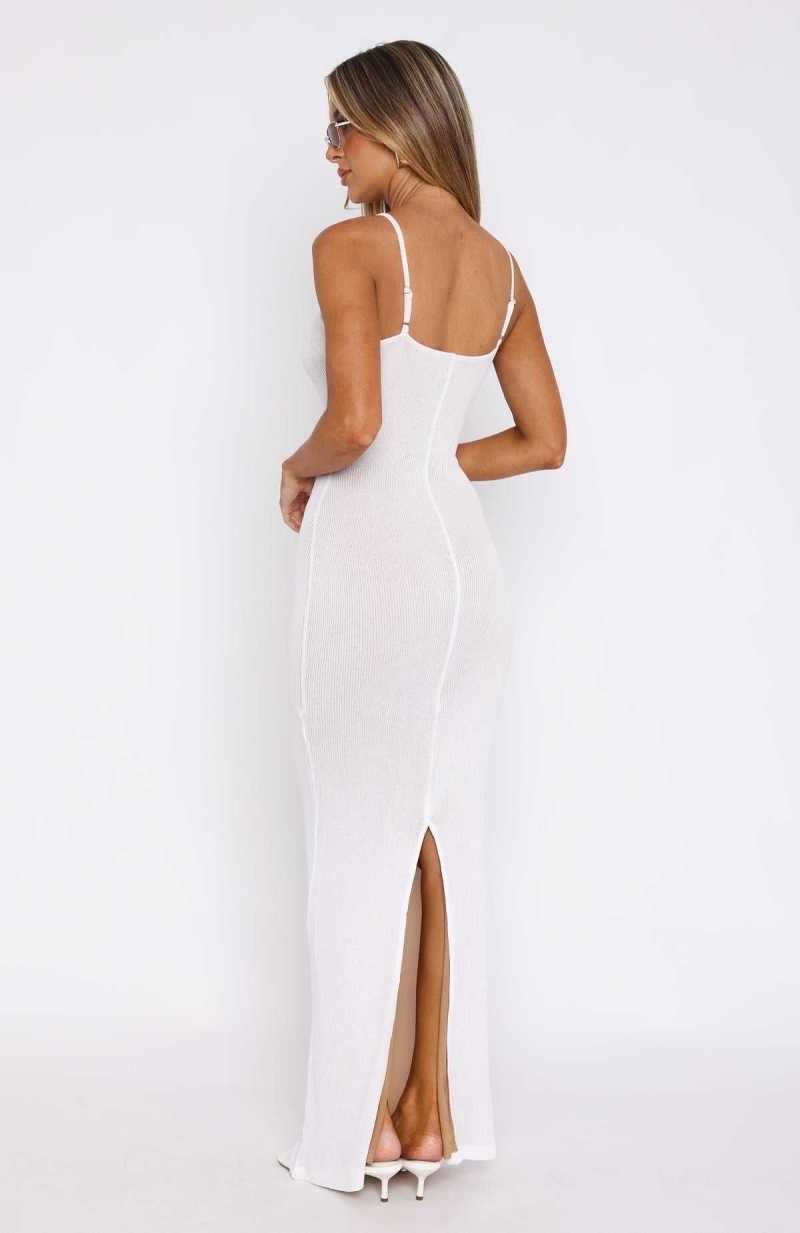 White Fox On The Radio Maxi Dress White | LKGQEF-962