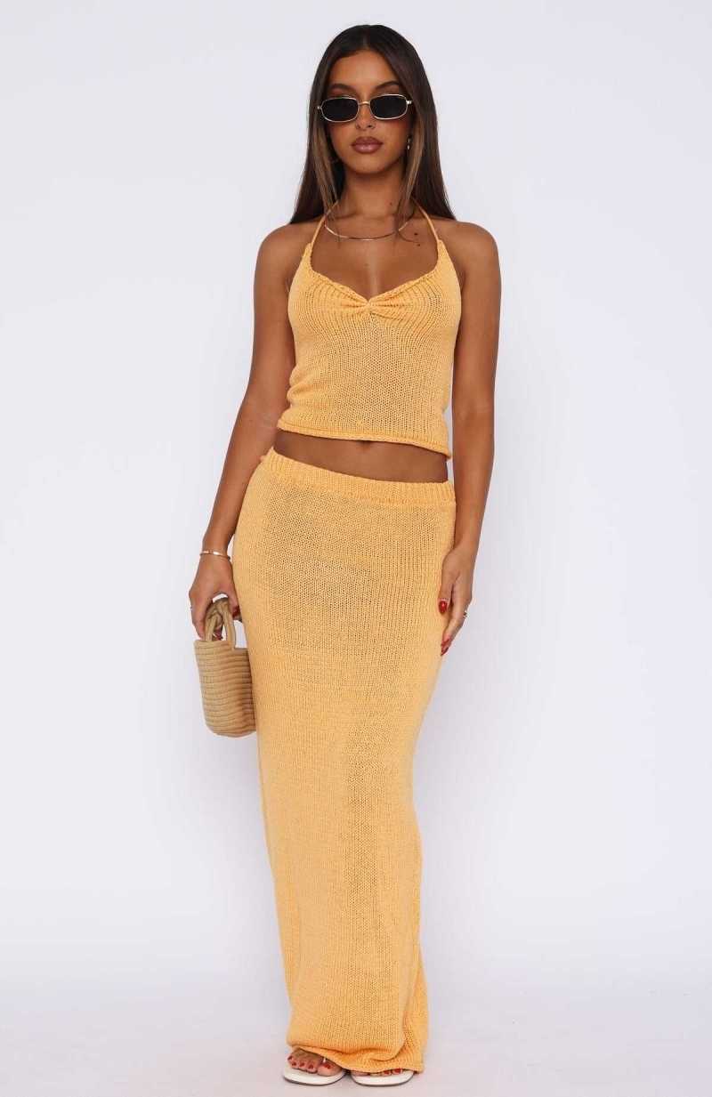 White Fox One Time Offer Crochet Maxi Skirt Sherbet | PBUHIJ-913