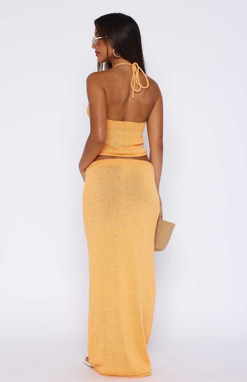 White Fox One Time Offer Crochet Maxi Skirt Sherbet | TAMCQU-417