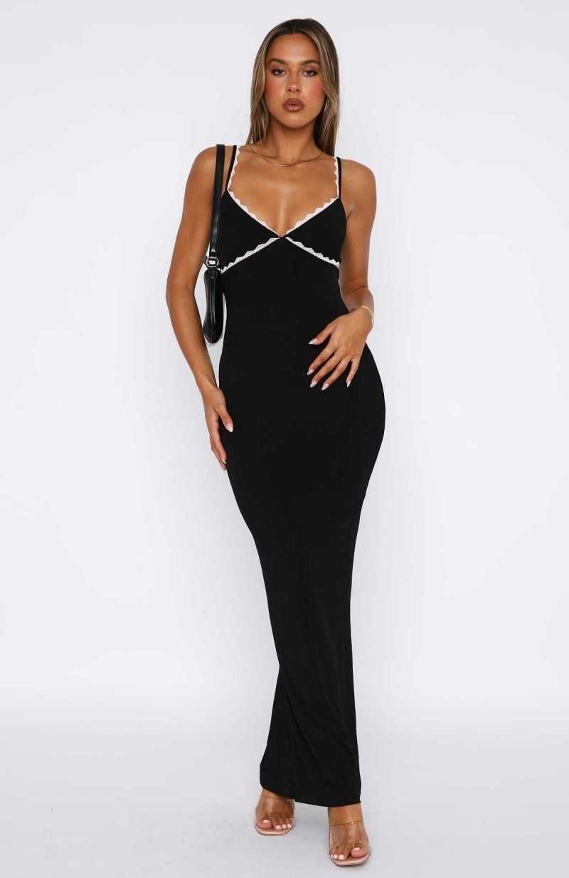 White Fox Only The Young Maxi Dress Black | RDAHOX-894