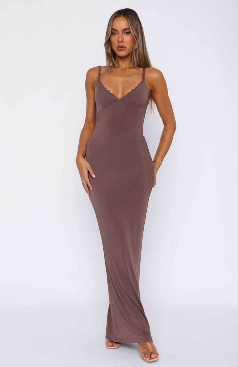 White Fox Only The Young Maxi Dress Mocha | ZQNAGF-574