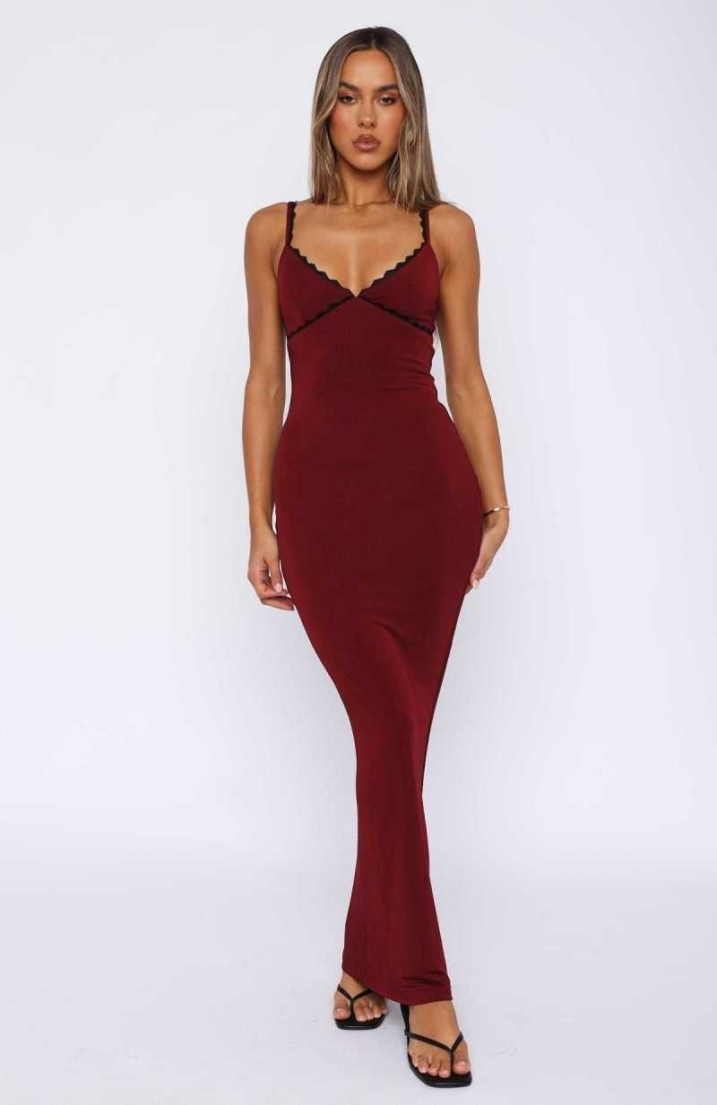 White Fox Only The Young Maxi Dress Wine | QETJSK-695