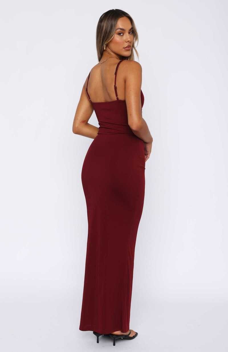 White Fox Only The Young Maxi Dress Wine | QETJSK-695