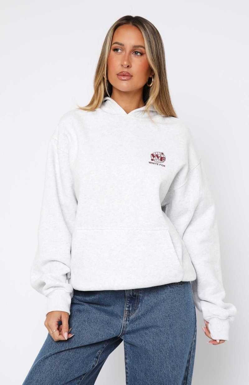 White Fox Originals Club Oversized Hoodie Grey Marle | MHGXJN-593