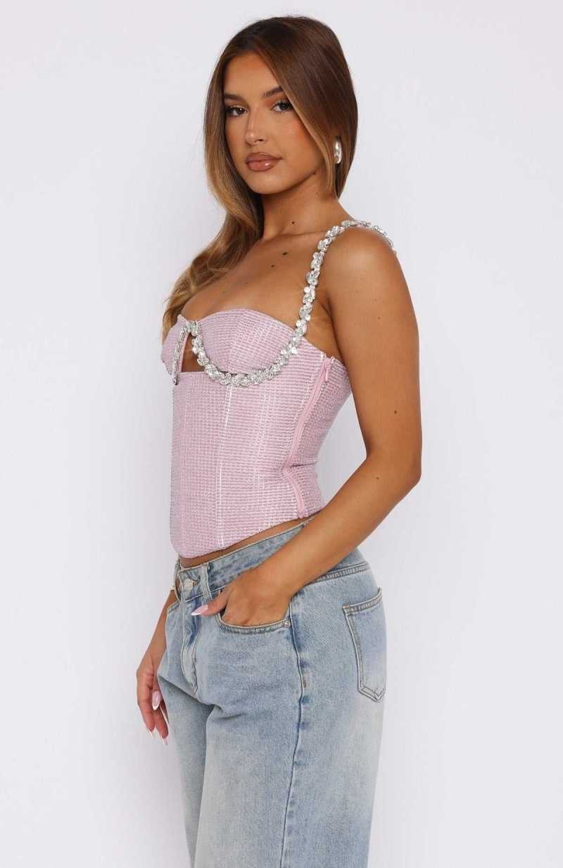 White Fox Out On The Town Embellished Bustier Pink | NGLIFM-891