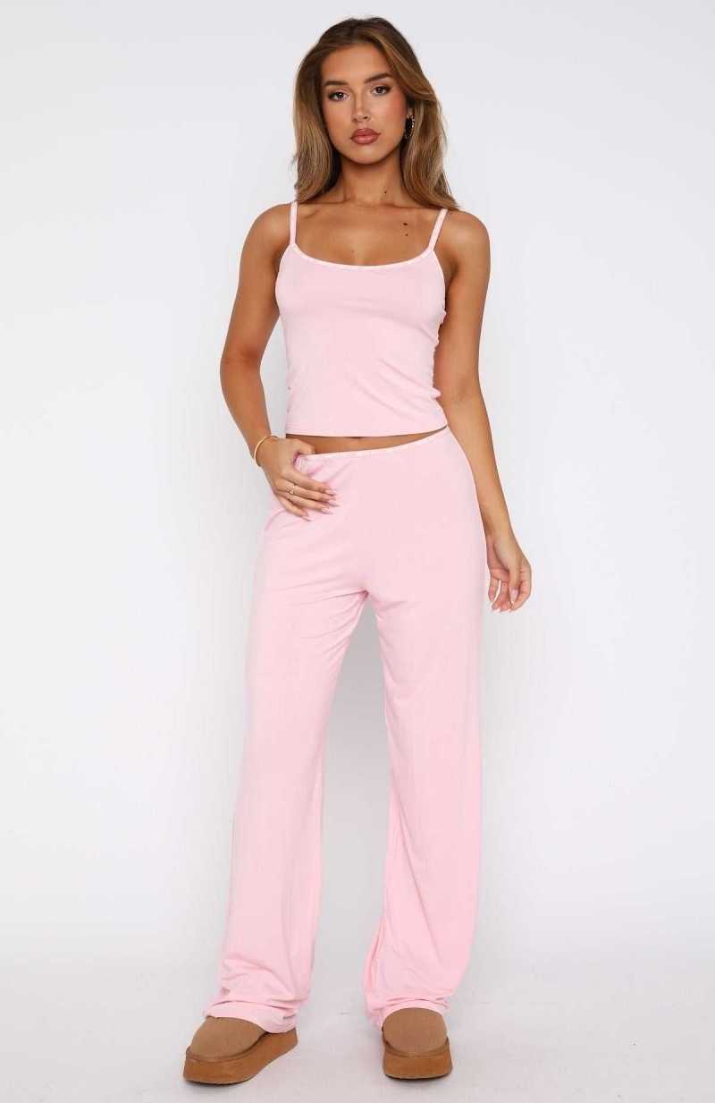 White Fox Perfect Sleep Pyjama Pants Baby Pink | TOWAVY-706