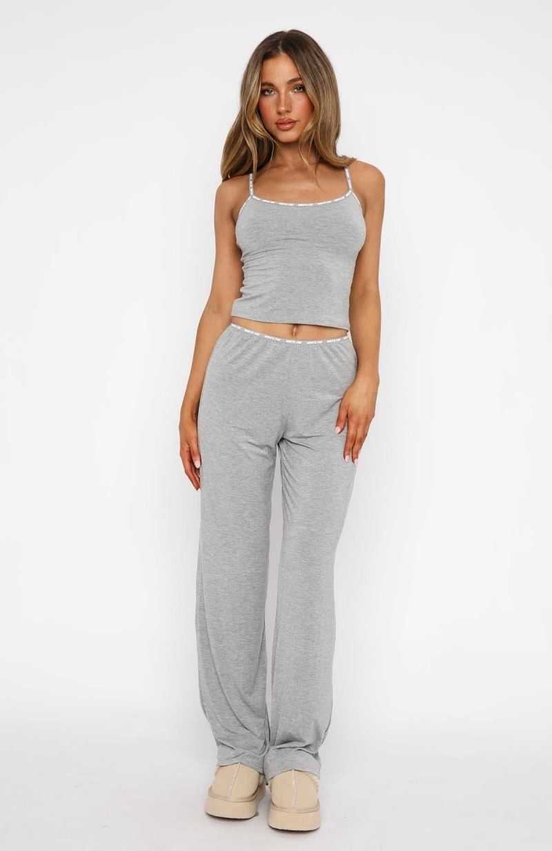 White Fox Perfect Sleep Pyjama Pants Grey | JQGMHY-381