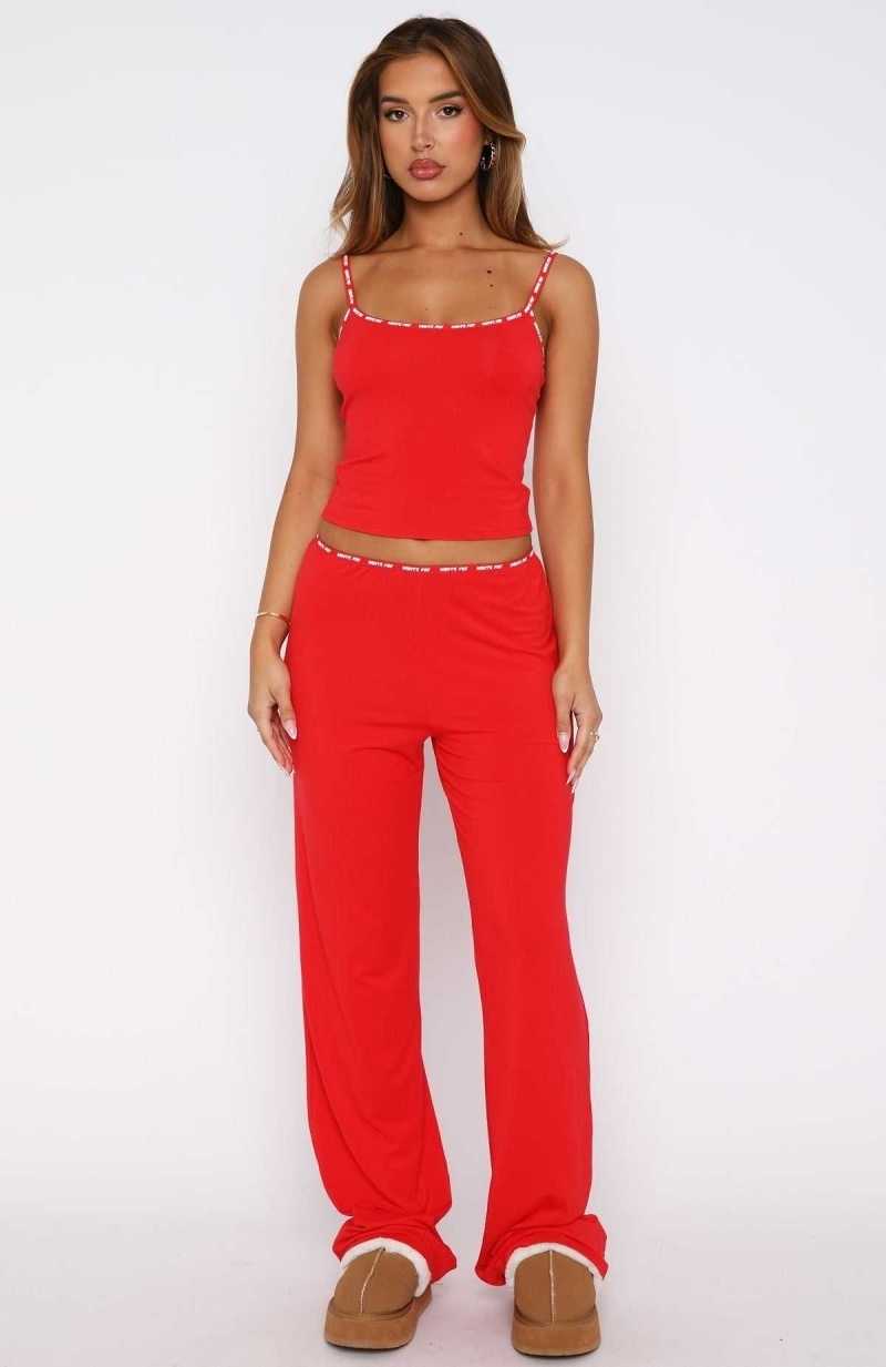 White Fox Perfect Sleep Pyjama Pants Red | QKIULE-073