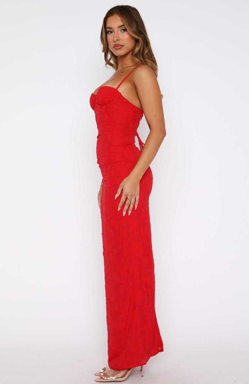 White Fox Poppy Dream Maxi Dress Red | WUDTXF-091