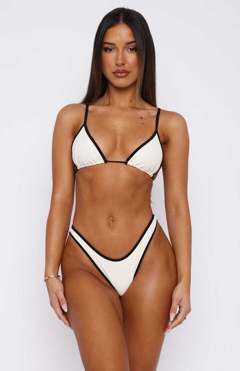 White Fox Positano Bikini Top Cream/Black | FVOSDA-092