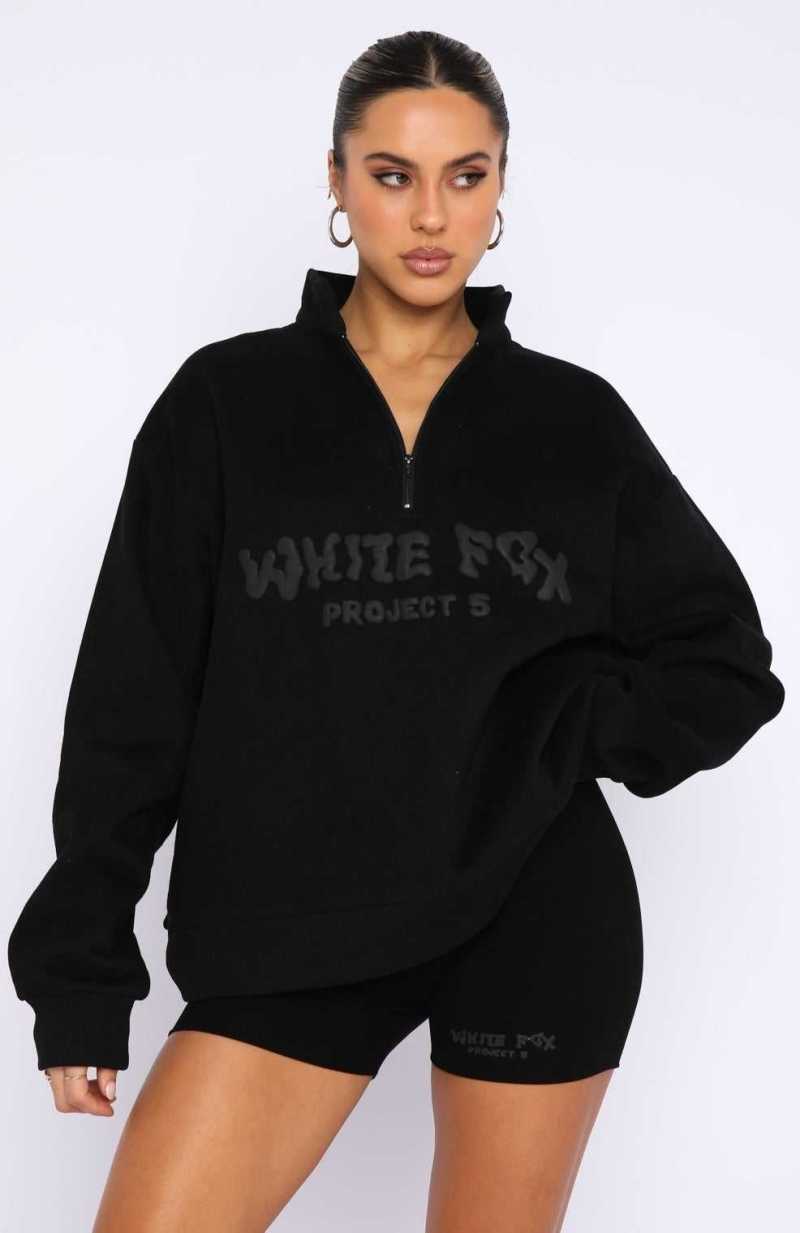 White Fox Project 5 Zip Front Sweater Ink | XMJPOA-274