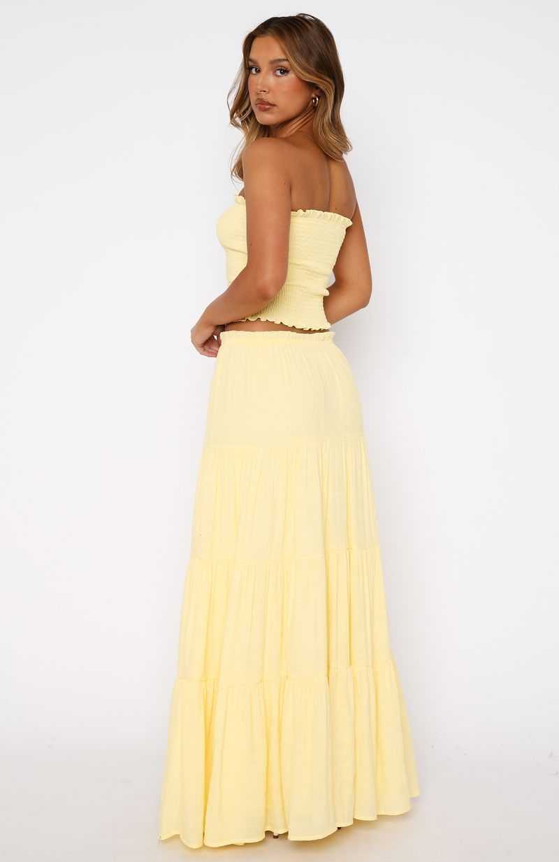 White Fox Prove Me Right Maxi Skirt Lemon | YJGTLC-637