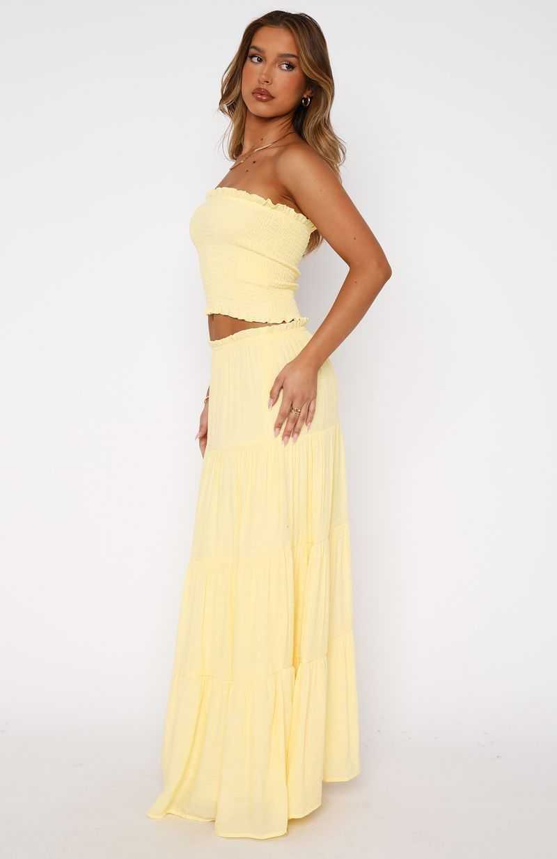 White Fox Prove Me Right Maxi Skirt Lemon | YJGTLC-637