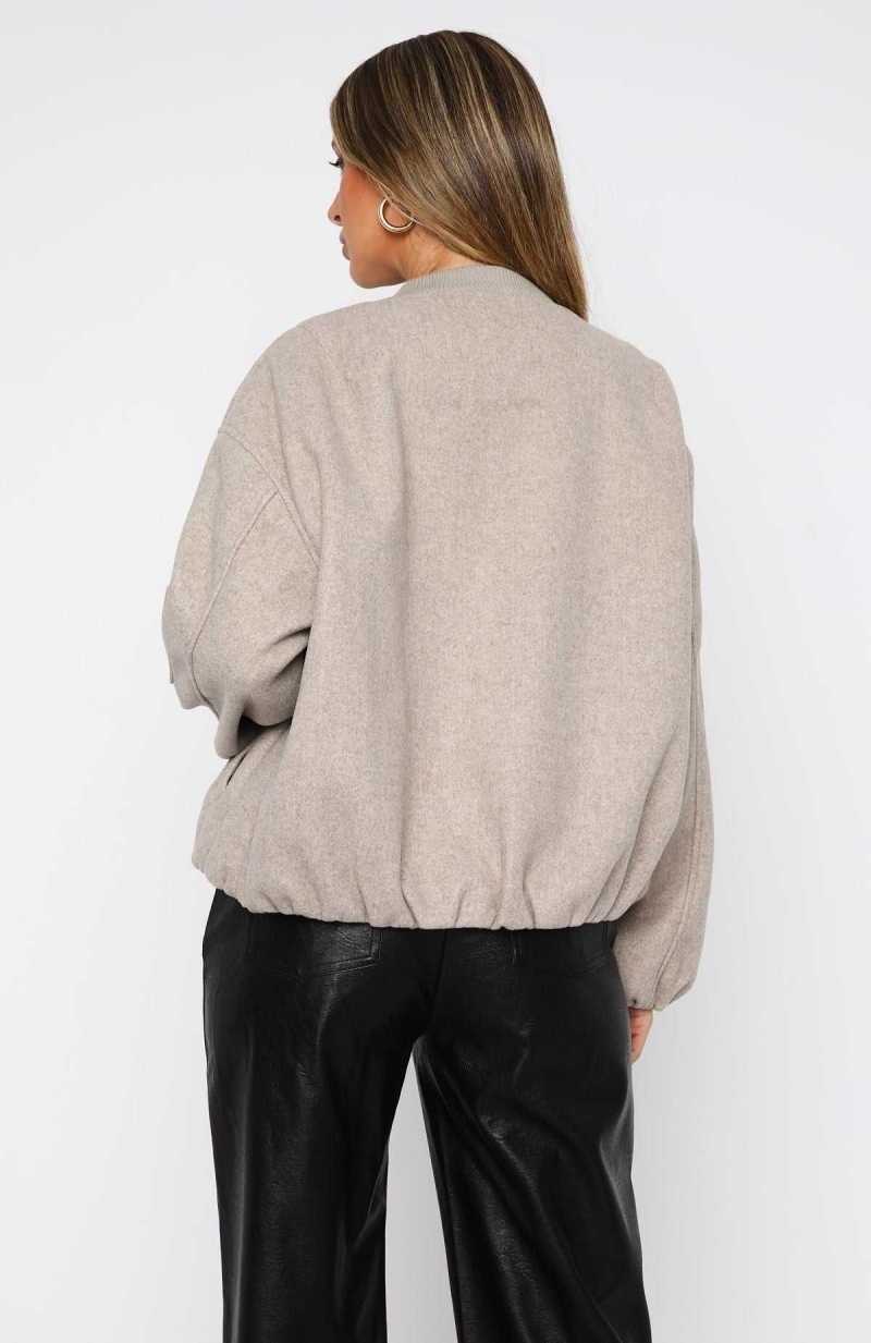 White Fox Rainy Day's Bomber Jacket Taupe | ACZVLD-153