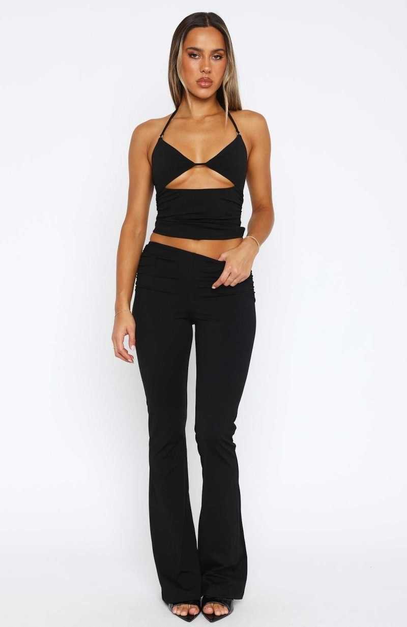 White Fox Rare Combination Halter Top Black | LFVKDC-486