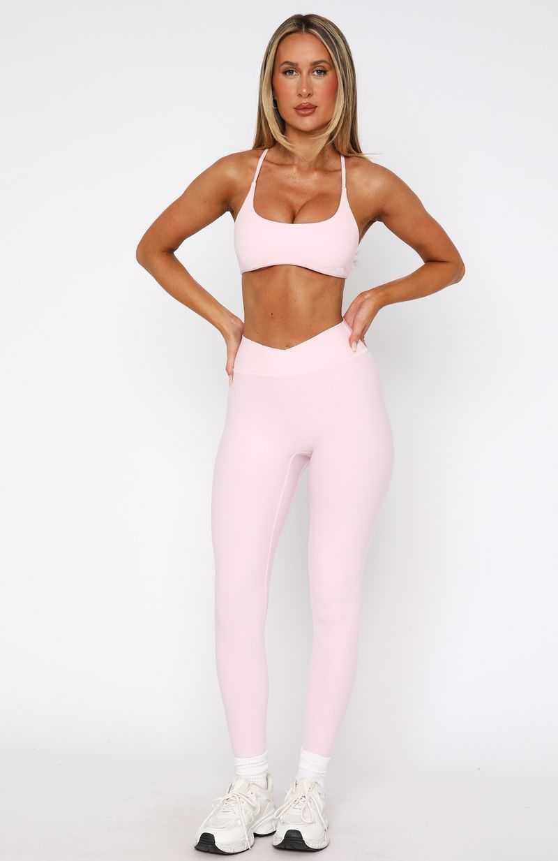 White Fox Ready Set Go Cross Front Leggings Ballet Pink | ITQERS-251