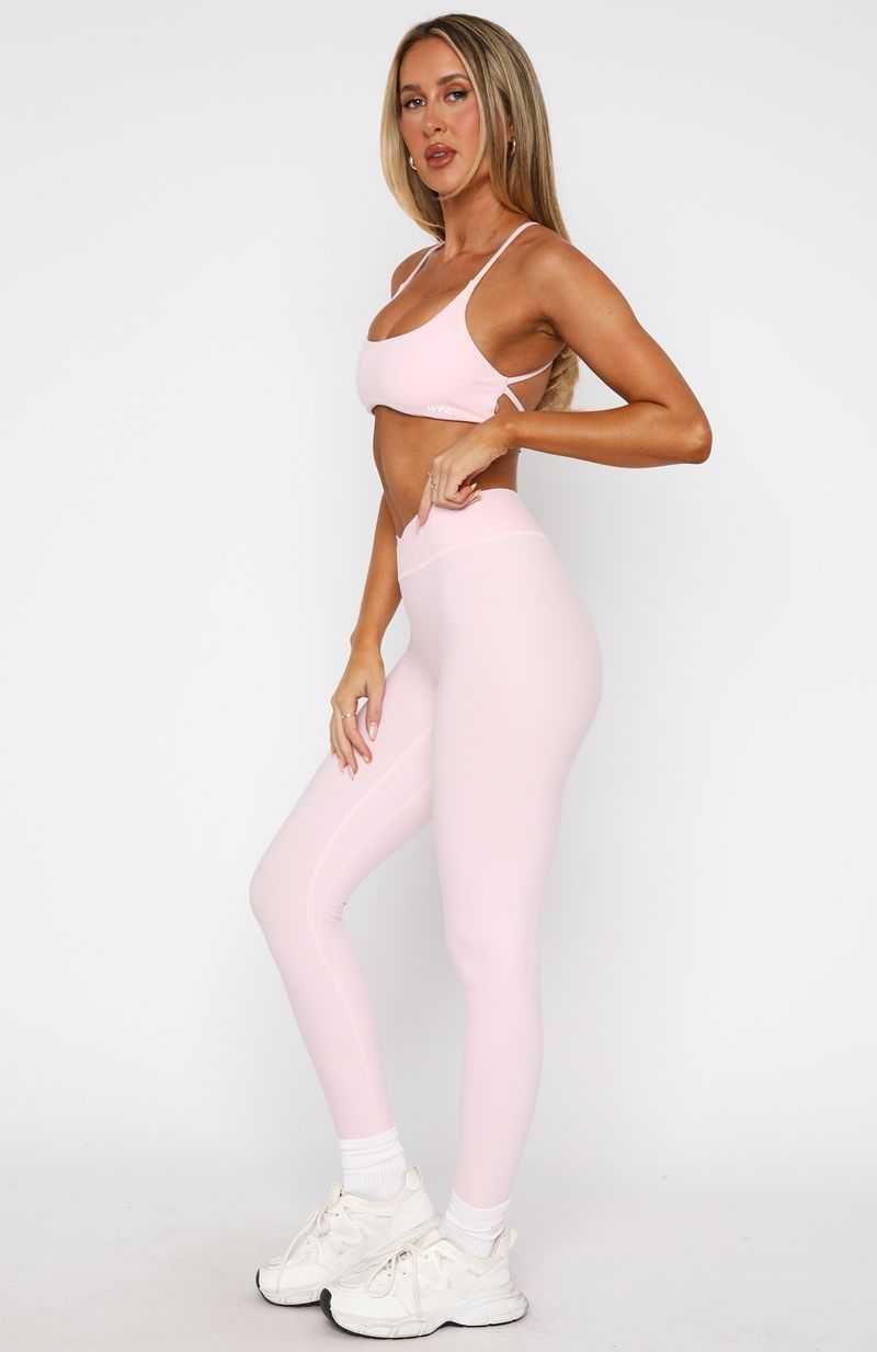 White Fox Ready Set Go Cross Front Leggings Ballet Pink | ITQERS-251