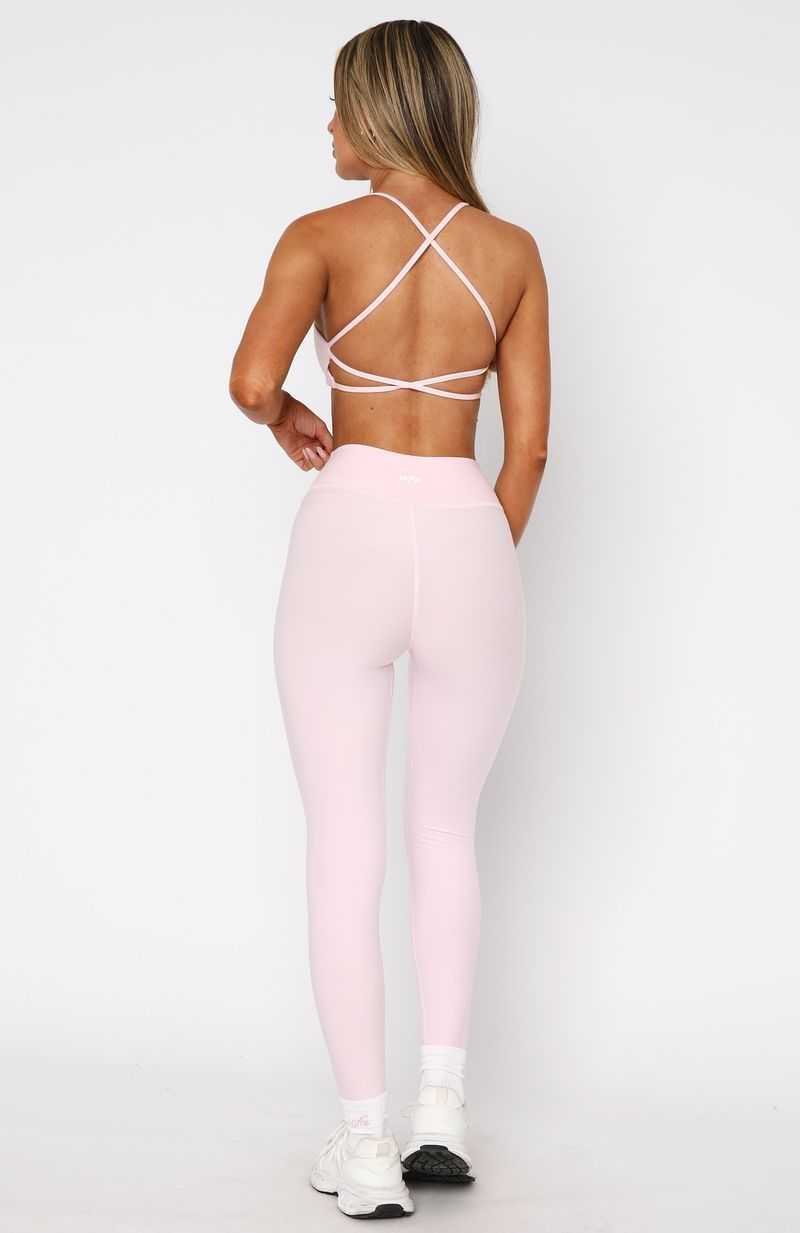 White Fox Ready Set Go Cross Front Leggings Ballet Pink | ITQERS-251