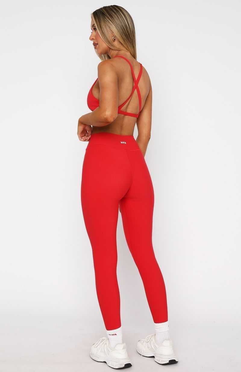 White Fox Ready Set Go Cross Front Leggings Red | BRTKYF-507