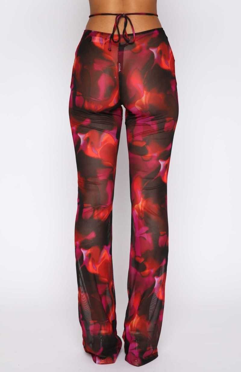 White Fox Rhythm Of The Night Pants Pink Flame Print | YAHPWR-128