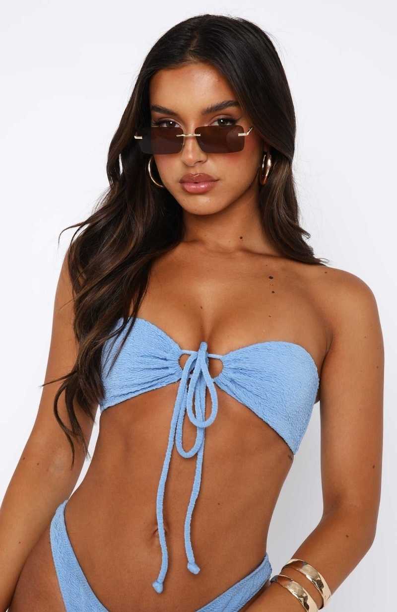 White Fox Sail Away Bandeau Bikini Top Cornflower | VIATSM-164