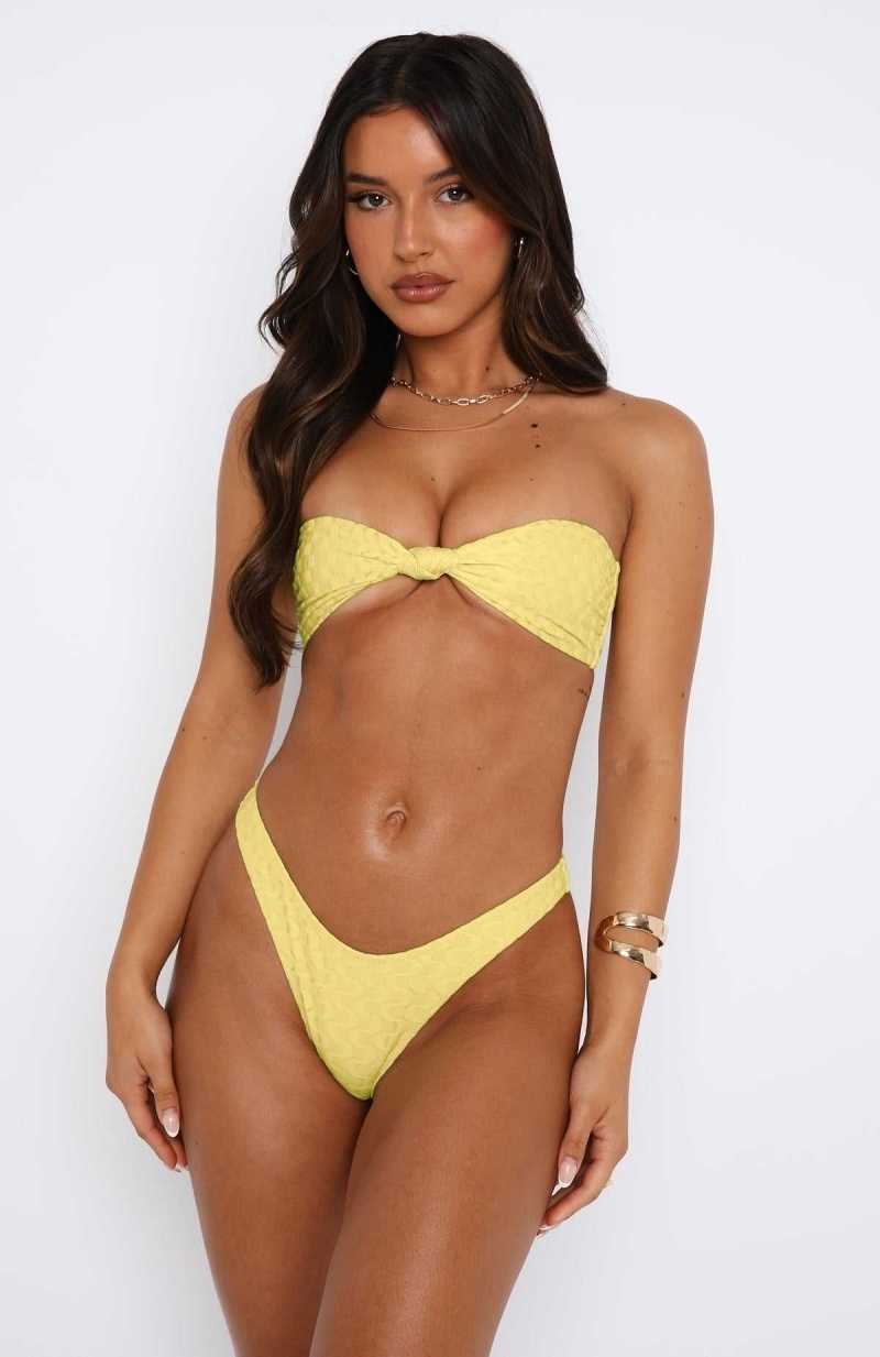 White Fox Sea Haze Bandeau Bikini Top Lemon | JOZDNI-358