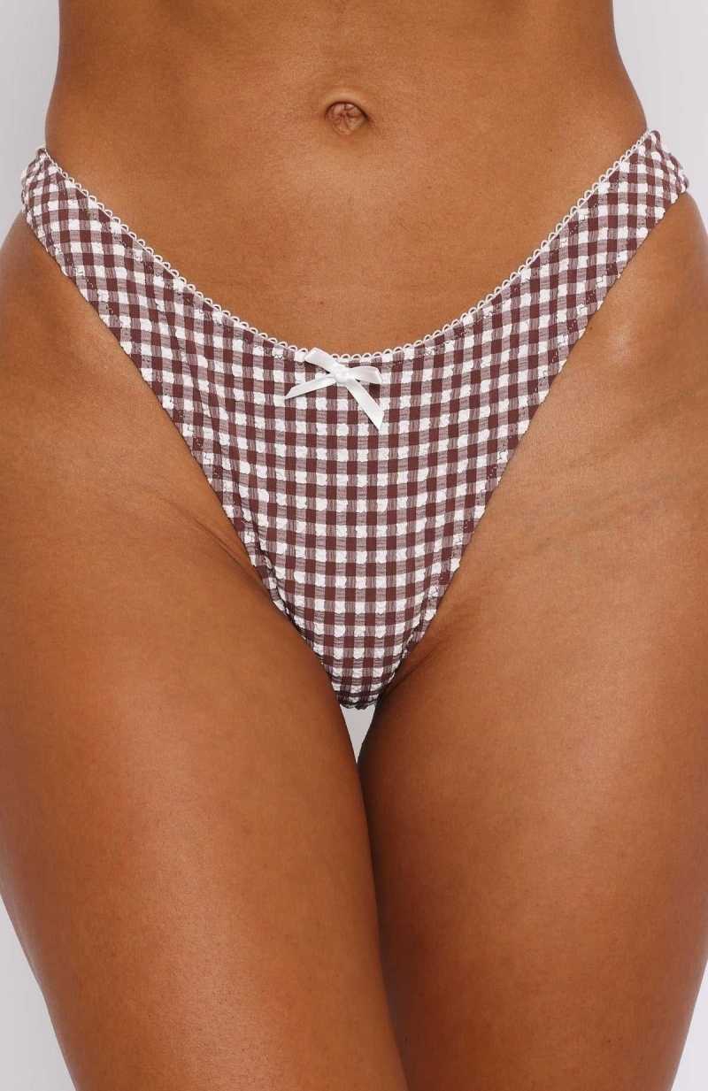 White Fox Seashell Bottoms Choc Gingham | OMTHCG-137