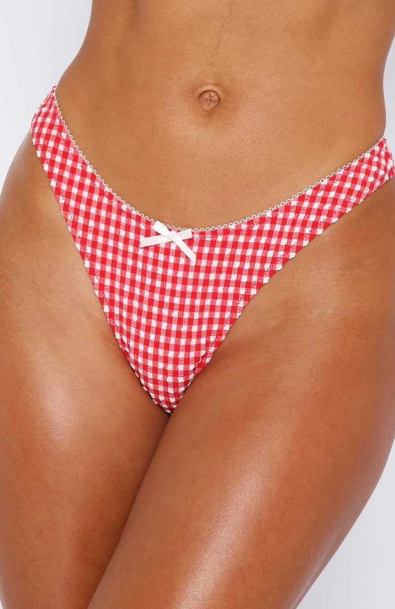 White Fox Seashell Bottoms Red Gingham | JWGPBX-894