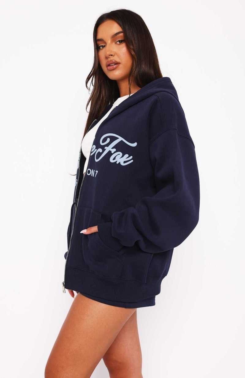 White Fox Season 7 Zip Front Hoodie Deep Sea | RSFQXT-743