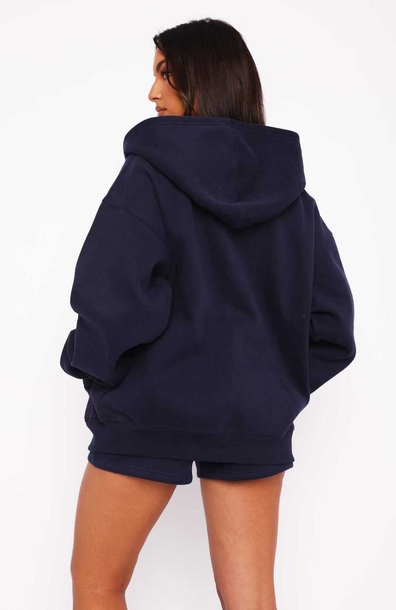 White Fox Season 7 Zip Front Hoodie Deep Sea | RSFQXT-743