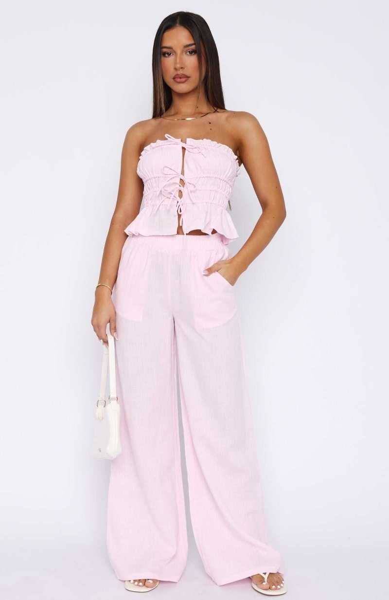 White Fox Secret Society Pants Baby Pink | CRYONM-963