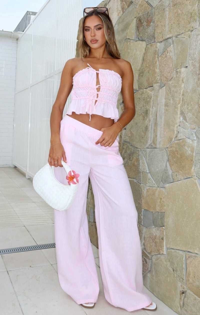 White Fox Secret Society Pants Baby Pink | ZKXHYM-698