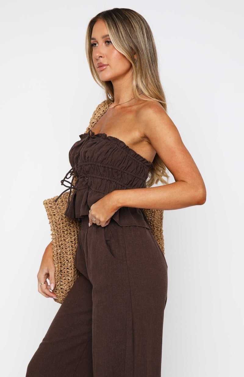 White Fox Secret Society Strapless Top Chocolate | TNLHPG-213