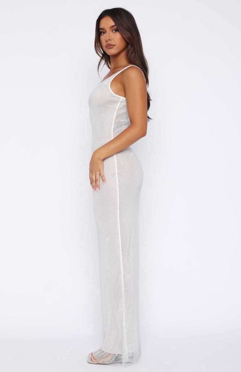 White Fox See The Light Maxi Dress White | TFUEIV-520