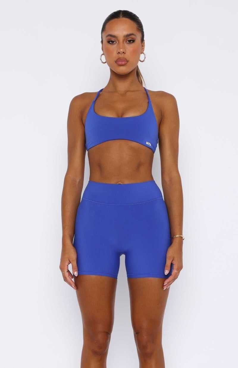 White Fox She's Healthy Sports Crop Cobalt | YNZDLA-956