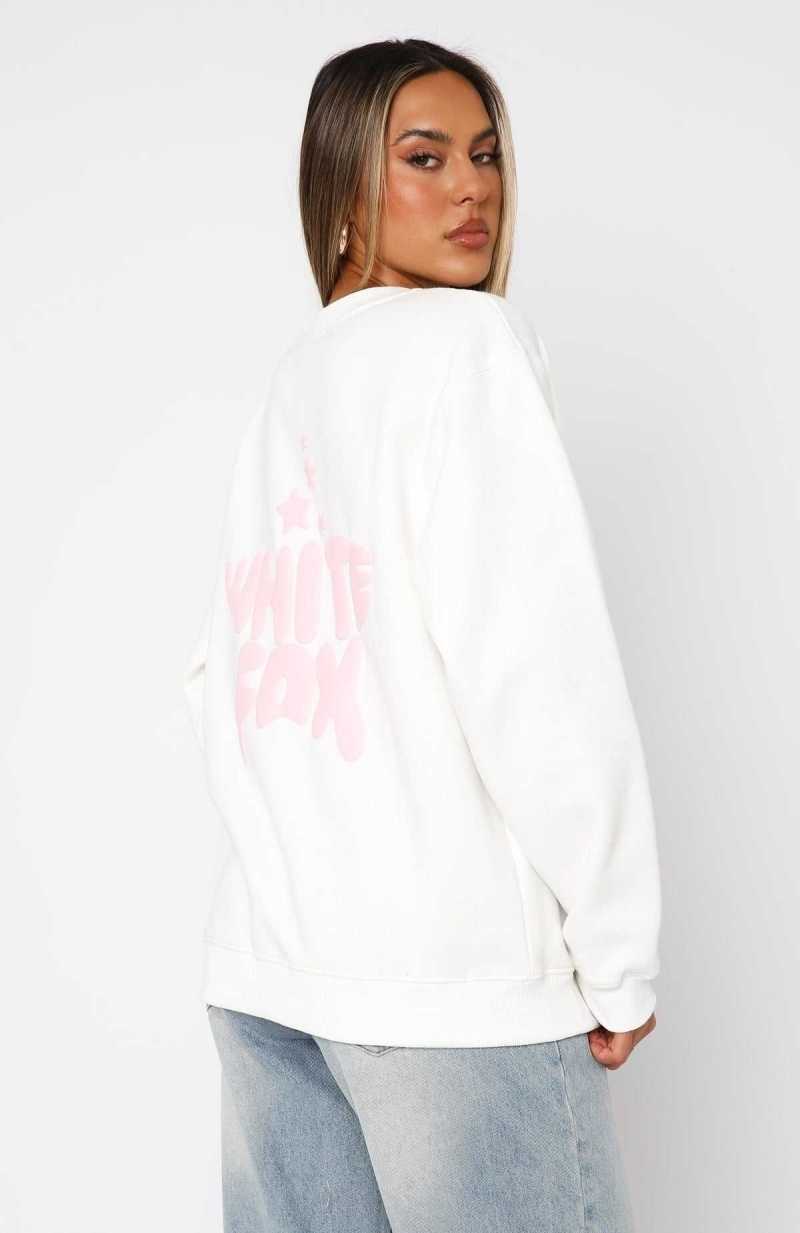 White Fox Shooting Stars Oversized Sweater Off White | FPNIBR-630