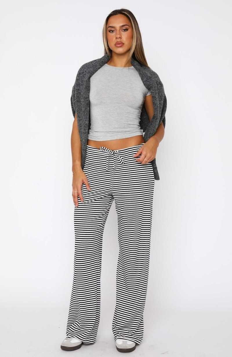 White Fox Should Have Known Pants Black/White Stripe | VMXQFC-310