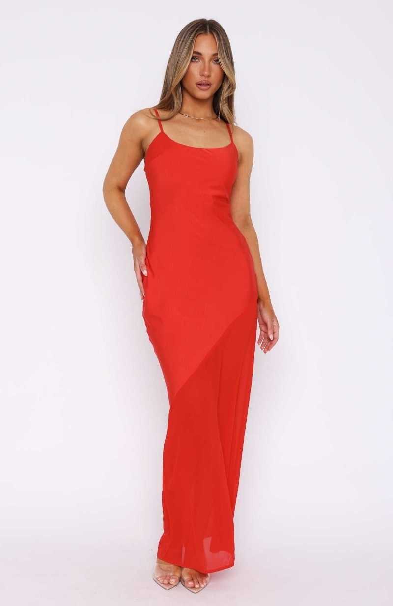 White Fox Shout Louder Maxi Dress Red | JKNSYP-879