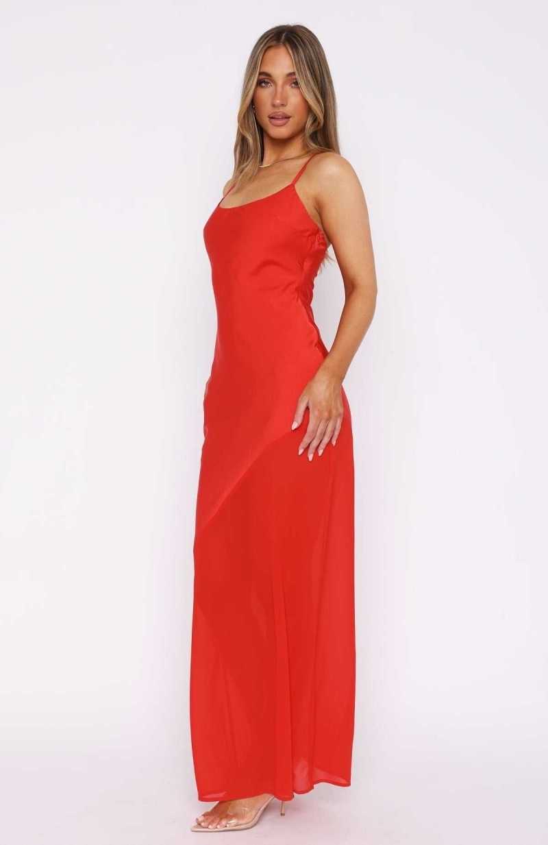 White Fox Shout Louder Maxi Dress Red | JKNSYP-879