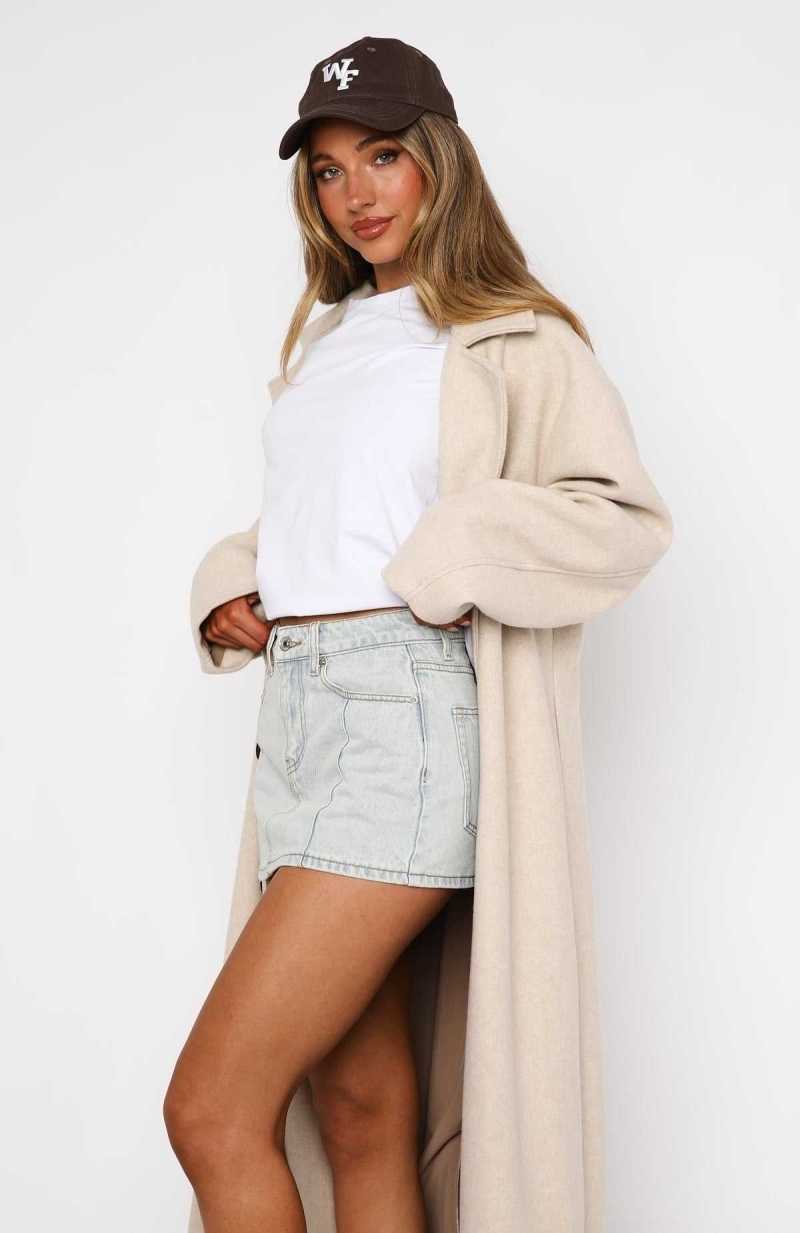 White Fox Single Soon Denim Mini Skirt Light Blue Acid | TXSZBK-527