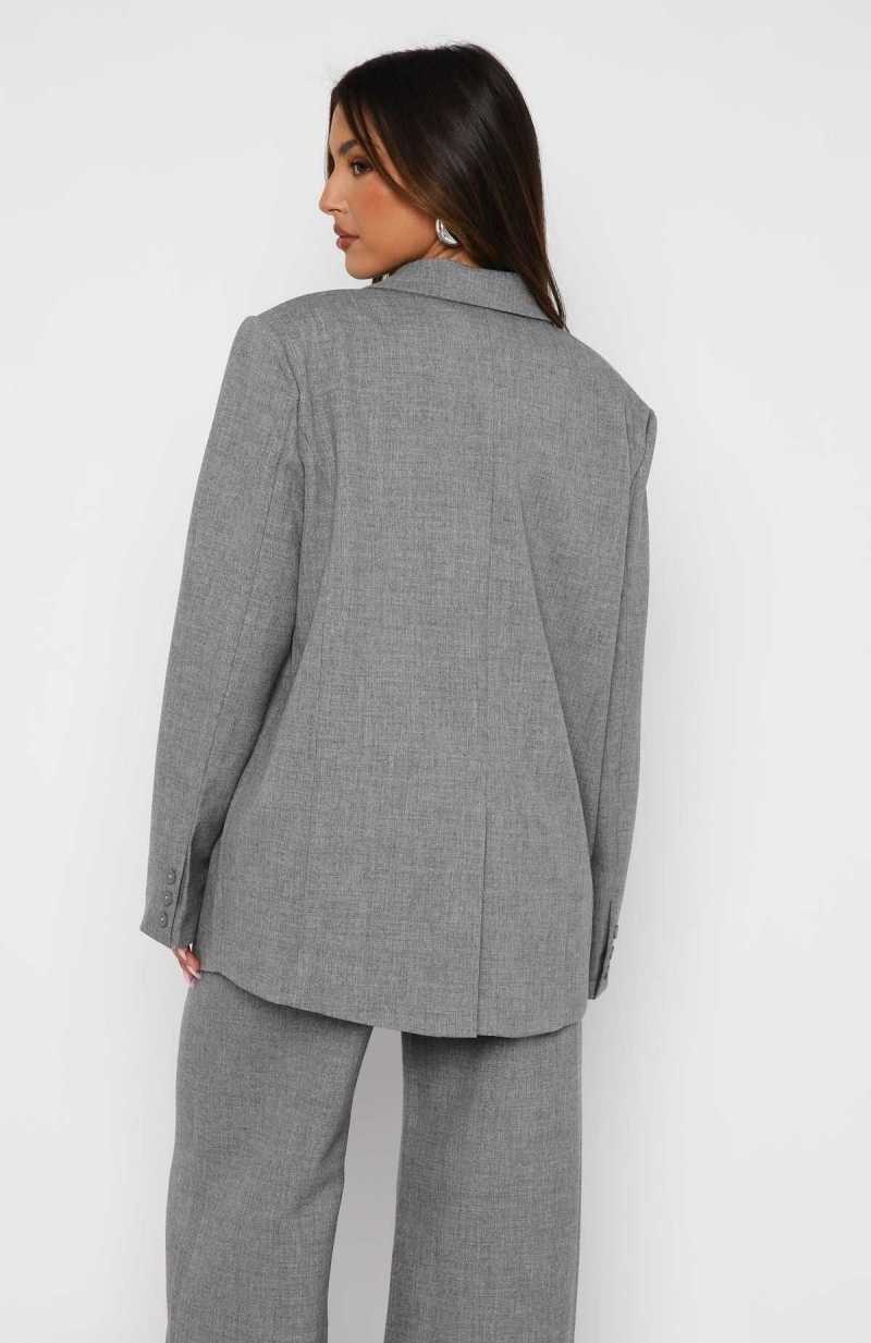 White Fox Socialite Blazer Grey | ERYKZO-206