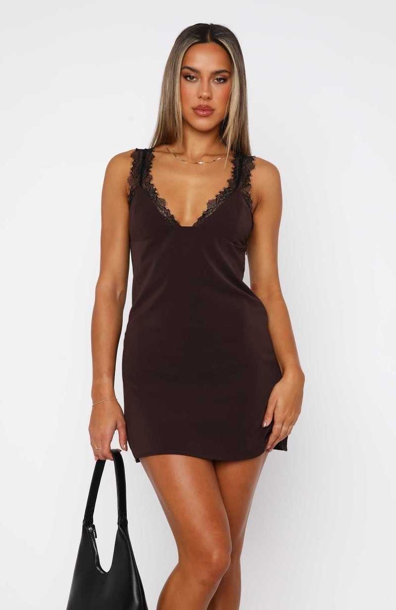 White Fox Somebody Like Me Mini Dress Chocolate | TGJHSR-967