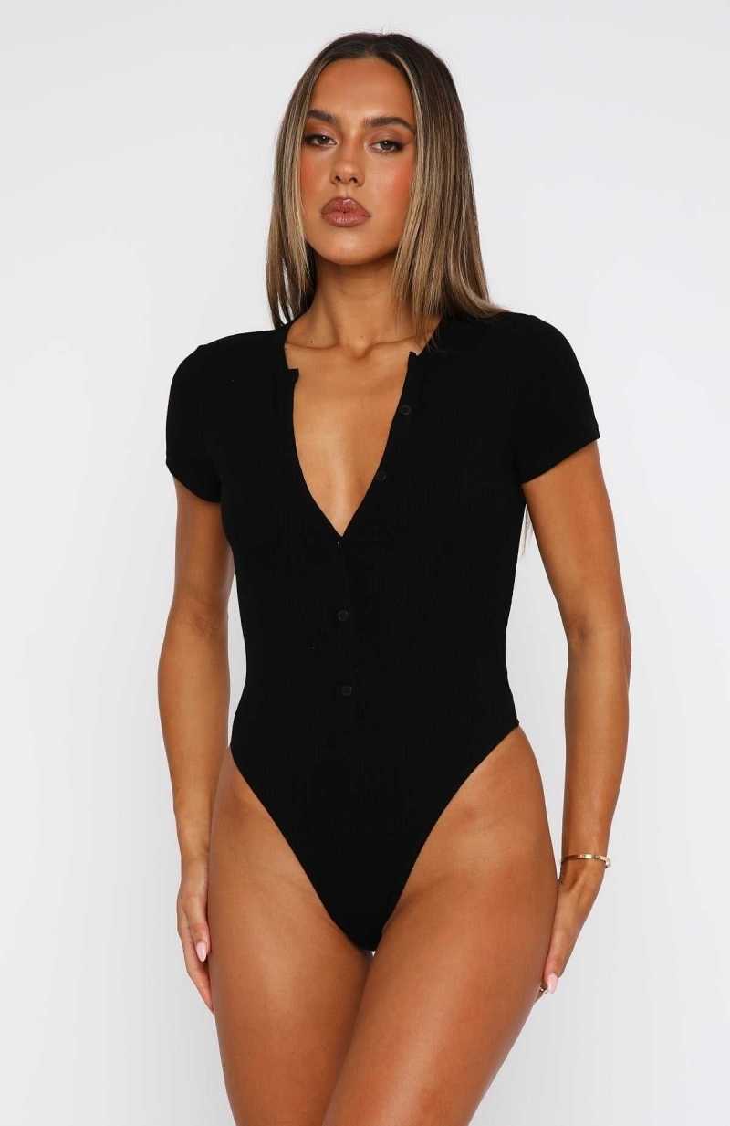 White Fox Someone Tell Me Bodysuit Black | WUACRN-903