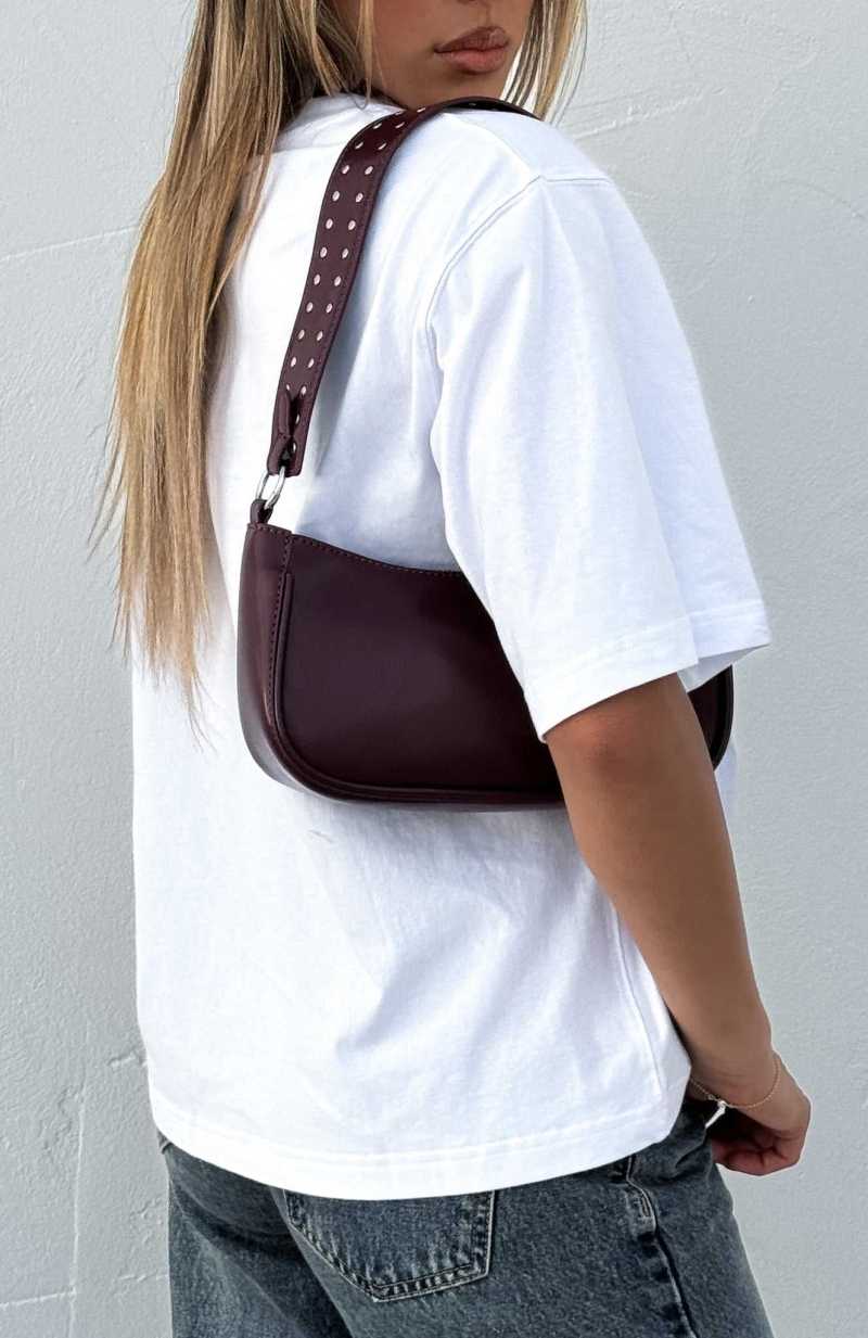 White Fox Sophia Shoulder Bag Burgundy | SDUOCA-265