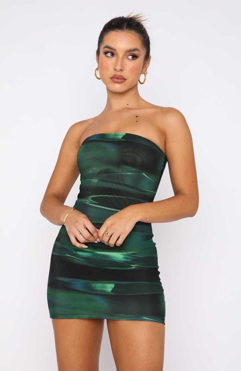 White Fox Spark The Passion Mini Dress Green Distortion | LOWBQP-926