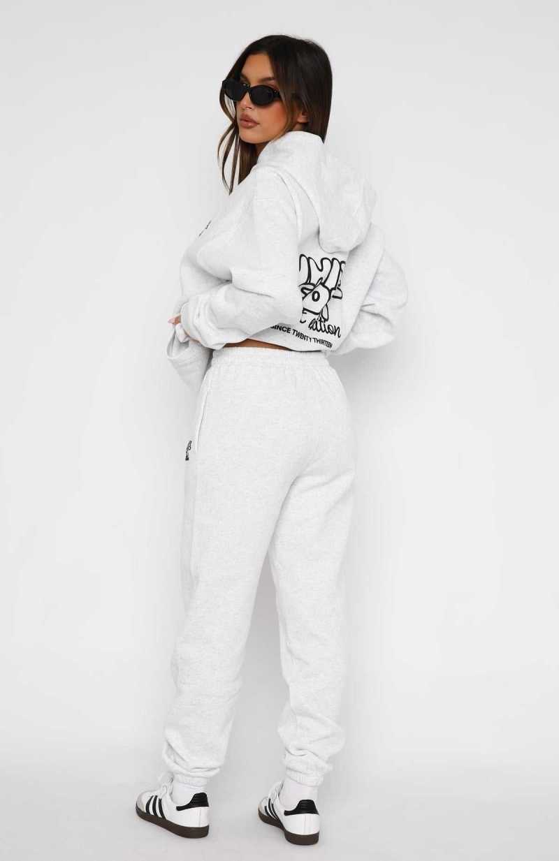 White Fox Sport Edition Sweatpants Grey Marle | CMDIGY-935